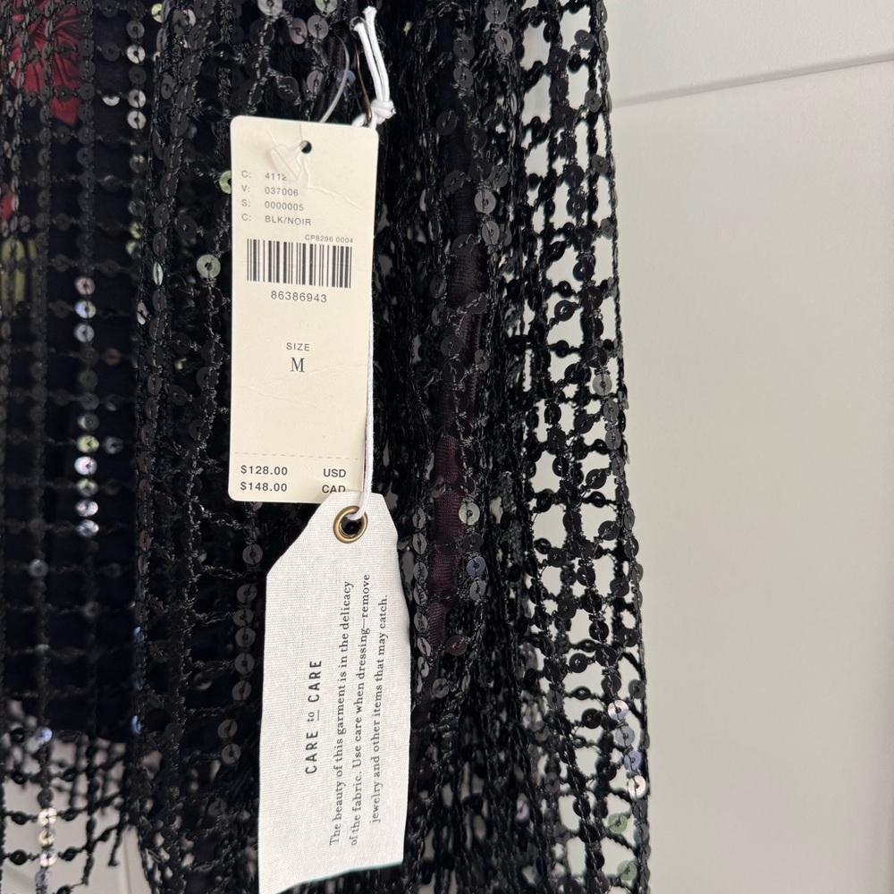 Anthropologie Black Sequin Long Sleeve Top - Picture 7 of 9
